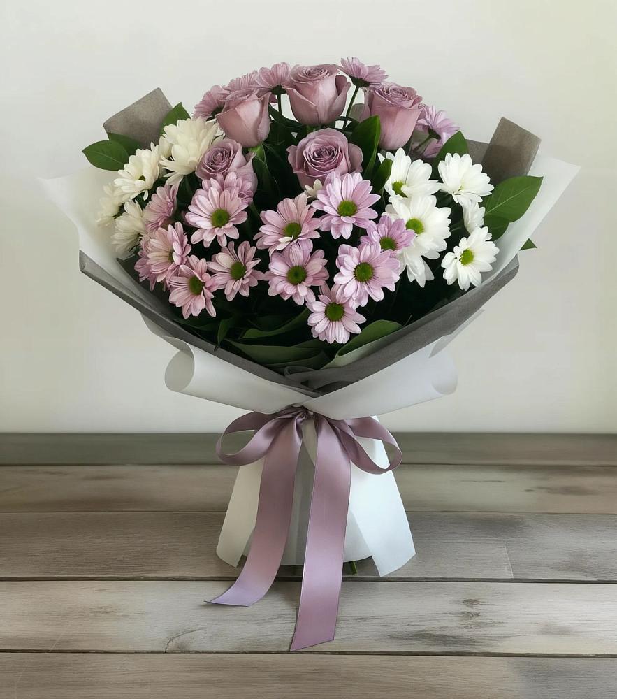 Букет цветов из: Хризантемы и Розы в Грозном