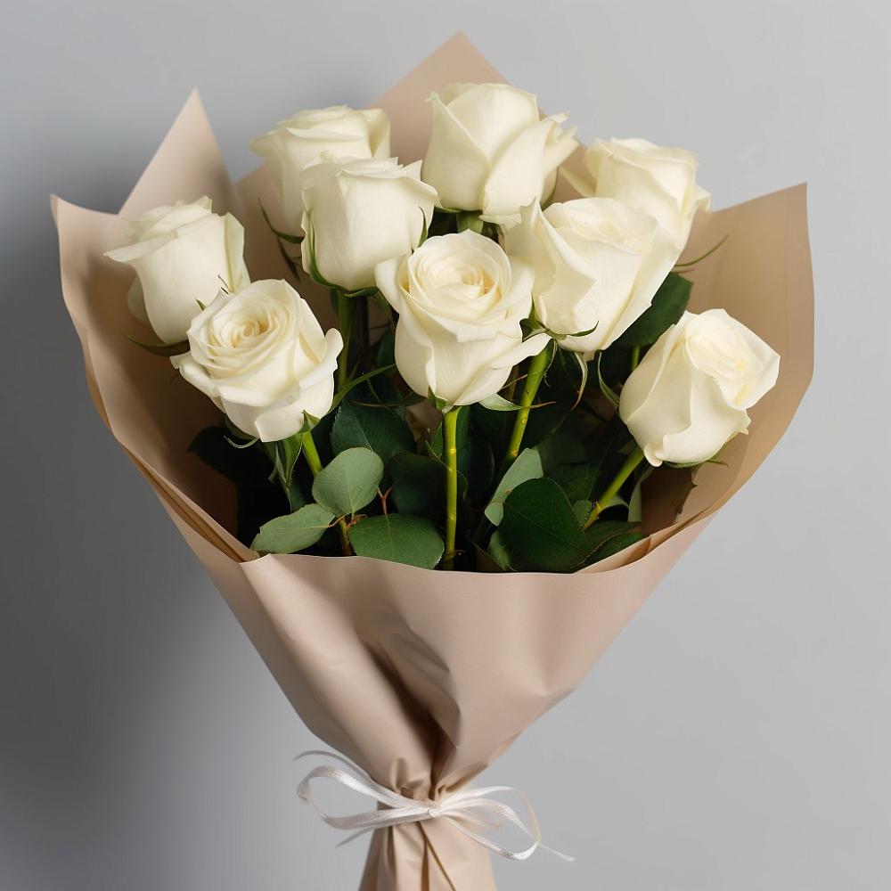 Букет 9 Белых роз Эдлесс Лав в Грозном