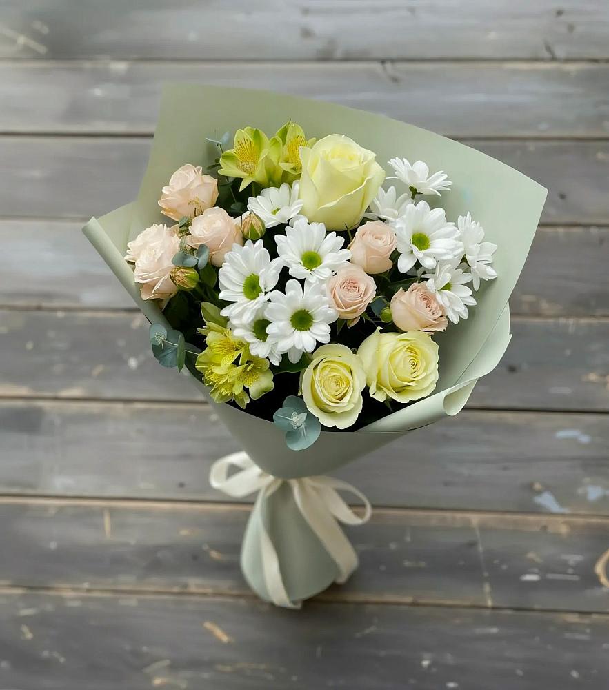 Букет цветов из: Альстромерии, Розы и Хризантемы в Грозном