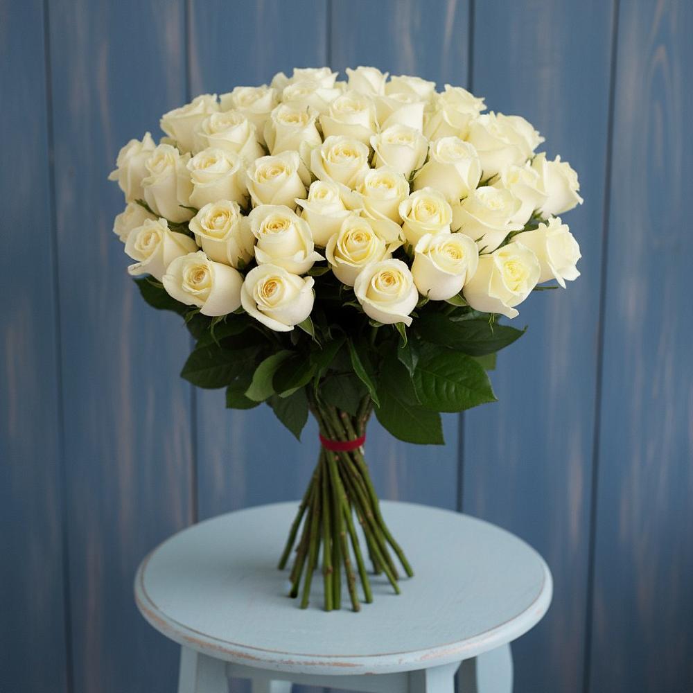 Букет 51 Белая роза Эдлесс Лав в Грозном
