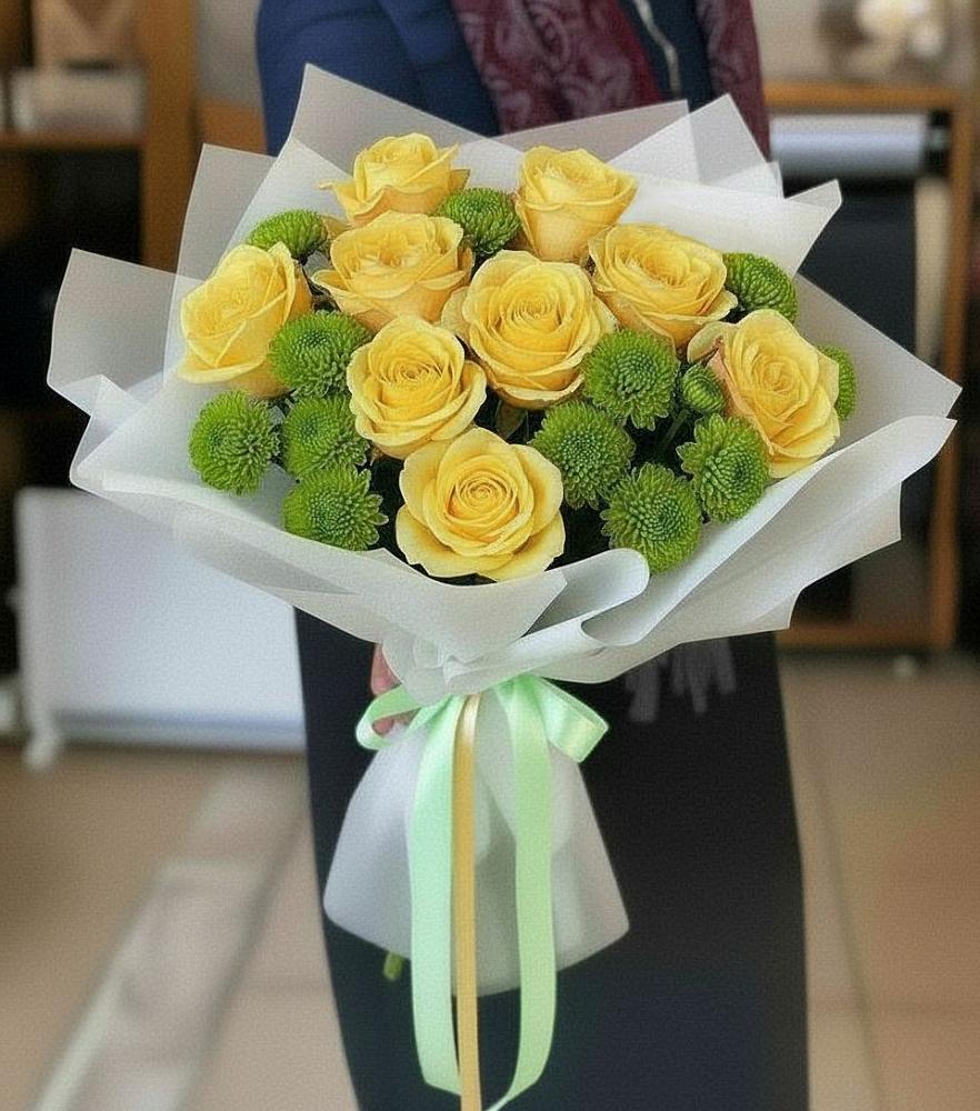 Букет цветов из: Хризантемы и Розы в Грозном