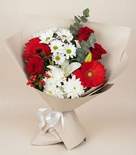 Букет цветов из:  Розы, Хризантемы, Герберы и Лилии в Грозном