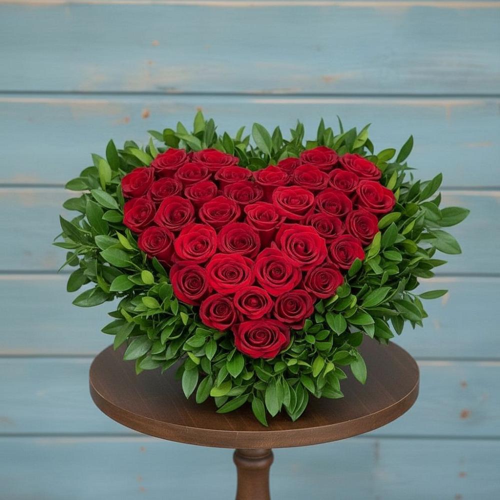 Цветочная композиция из Розы в виде сердца в Грозном