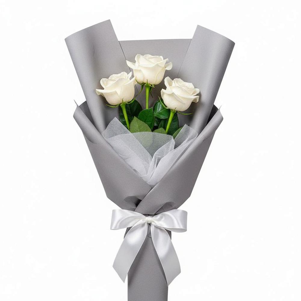 Букет 3 белые розы в Грозном