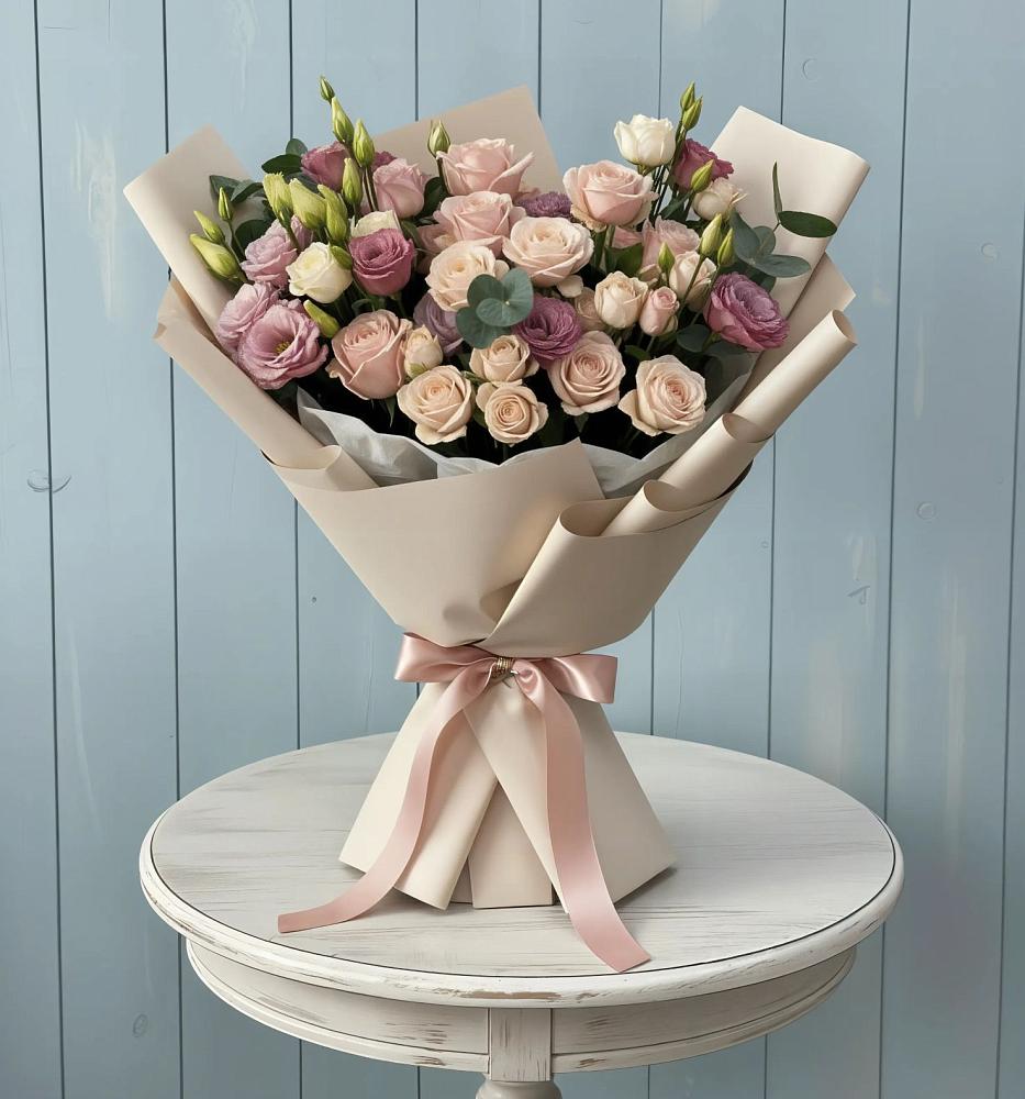 Букет цветов из: Розы и Лизиантусы в Грозном