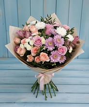 Букет цветов из:  Хризантемы, Розы и Альстромерии в Грозном