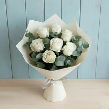 Букет Белые розы в Эвкалипте в Грозном